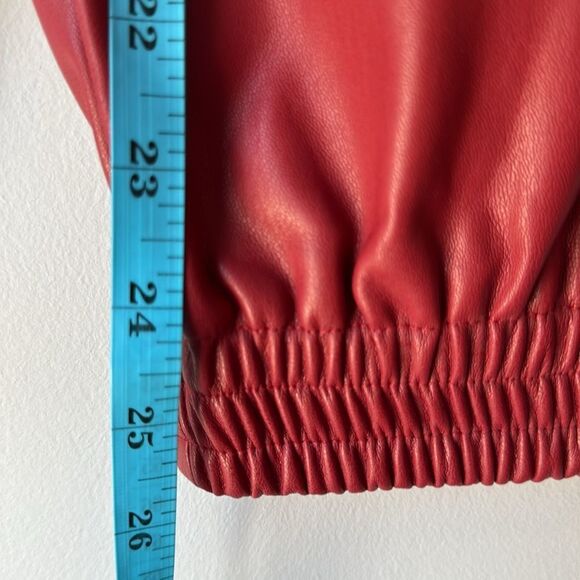 Zara Red High Waisted Faux Leather Pleather Jogger Pants EUC - Picture 11 of 11